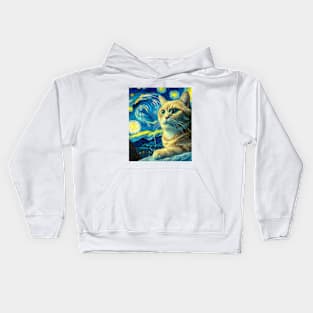 The Cat and the starry night Kids Hoodie